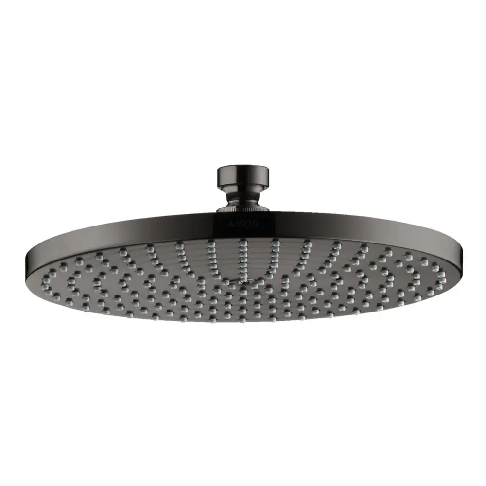 Runde Kopfbrause in Schwarz mit vielen Düsen, montierbar an einer Decke oder Wand, von der Marke AXOR.